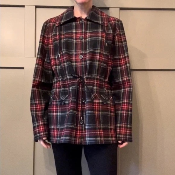 Pendleton 100% Virgin Wool Tartan Plaid Coat Button Front Jacket Size Large - Picture 13 of 13